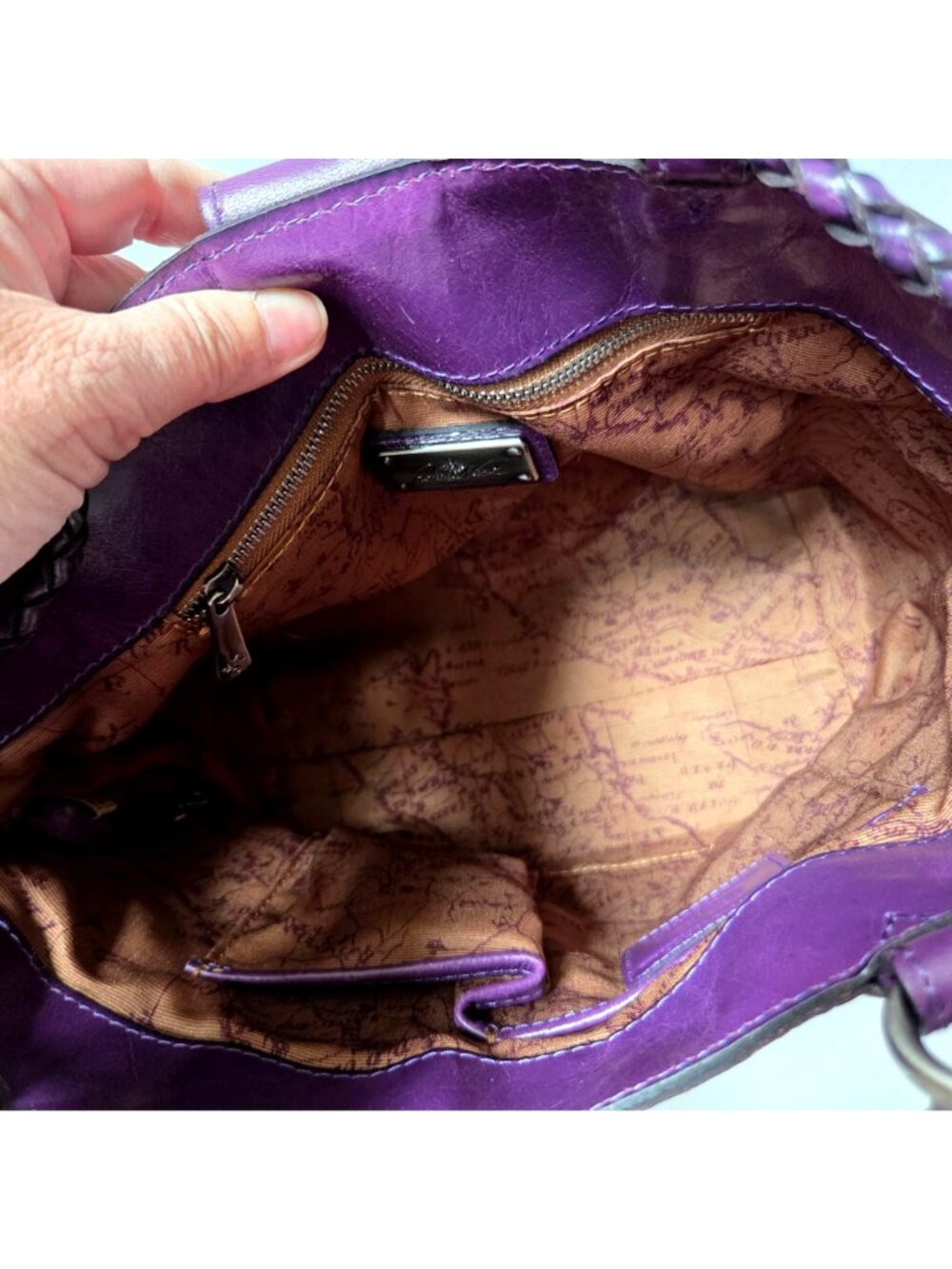 Patricia Nash Purse Purple Discovery Woven Iverna Bucket Shoulder Bag Plum Jam - Picture 14 of 16